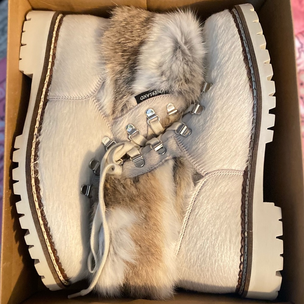 Forest Wool-Lined Rabbit Fur and Italian Calfskin Hiker Boots